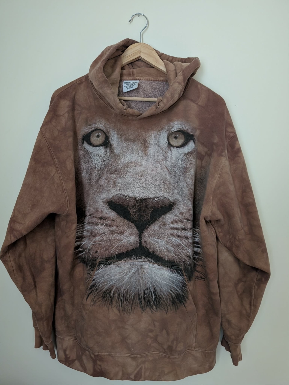 Vintage The Mountain Lion Face Tie-Dye Hoodie - Size Medium
